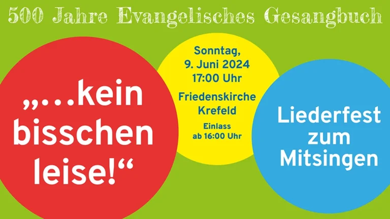 Kreise in rot, gelb und blau mit den Daten des Liederfestes