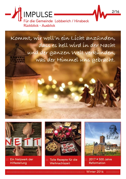 Holzlaterne und geschnitzte Tannenbäume, vier Hände halten die Buchstaben "NETT", viele verschiedene Gerichte, Wartburg und Luther