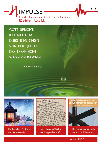 Ein Tropfen fällt von einem Blatt ins Wasser, Winterlandschaft mit Laterne, Bildertext in Syterlin Schrift, Balken mit mehreren Querbalken