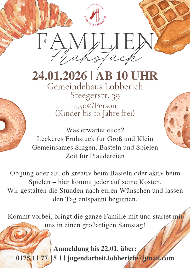 Verschiedenes Frühstücksgebäck und die Einladung