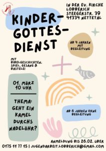 Einladung zum Kindergottesdienst am 1.3.2026